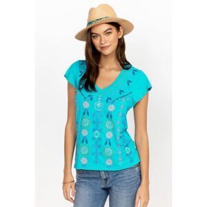 Johnny Was Oriel Flutter Sleeve Tee Size L